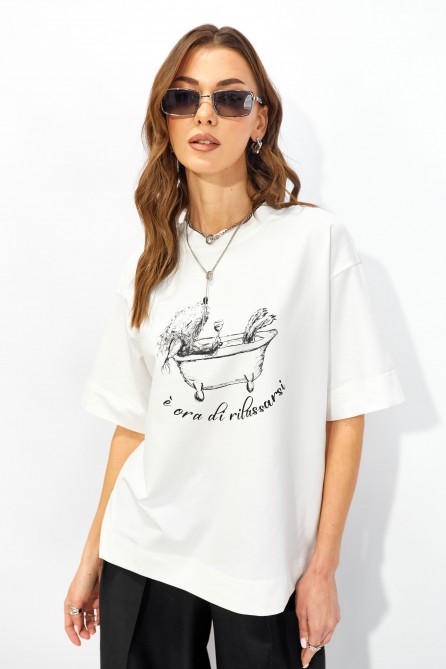 Джемпер 4341 (молоко+черный)